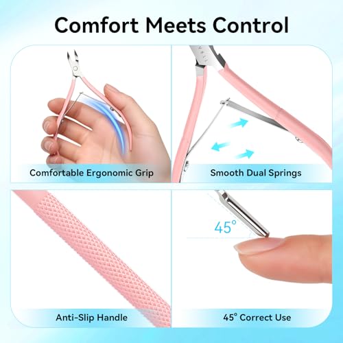 Makartt Pink Cuticle Nipper and Pusher Set - Stainless Steel Manicure Kit