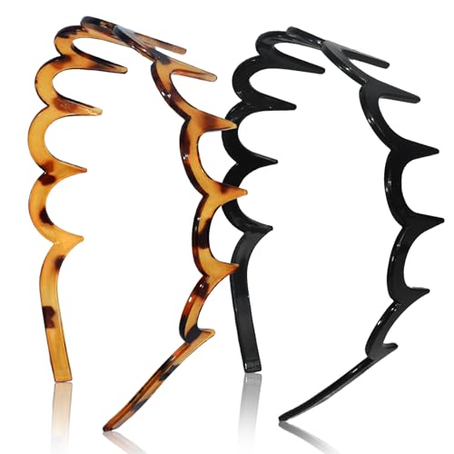 Zigzag Headbands for Women 2-Pack Non-Slip Hair Comb