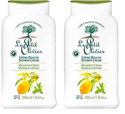 Le Petit Olivier Shower Cream - Verbena Lemon - Gently Cleanses Skin - Fresh and Moisturizing - pH Neutral - Dermatologically Tested - Free Of Soap and Dyes - 8.4 Oz (Pack of 2)