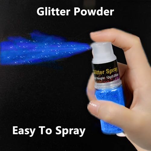 Go Ho Blue Glitter Spray for Body & Hair, Ultra-Fine Sparkle Powder, Festival Makeup, 10g