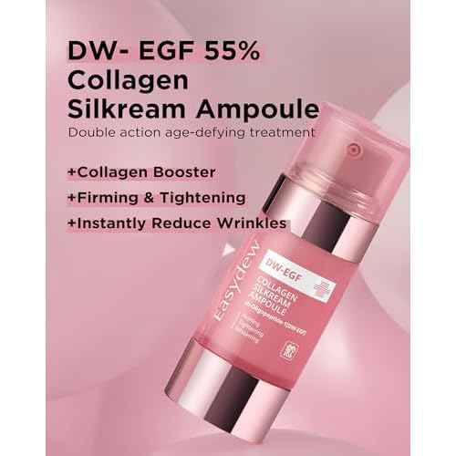 EASYDEW DW-EGF 55% Collagen Silkream Ampoule- Korean Facial Serum for Firmness & Elasticity with EGF Peptides, Amino Acids - Day & Night Age-Defying Silky Smooth Skincare, 1.86oz.