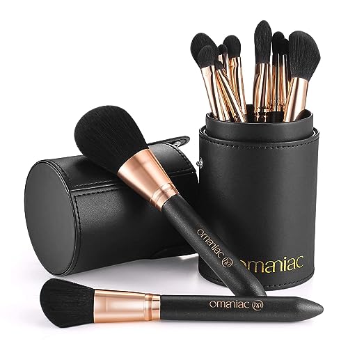 OMANIAC 12-Piece Makeup Brush Set with Travel Case