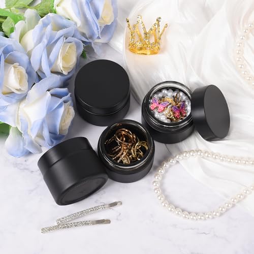 2 oz Glass Jars with Lids, Round Airtight Cosmetic Jars with Inner Liners, Empty Containers for Lotions, Ointments, Candle Making, Creams, DIY Projects (48 Pack, Black Frosted)