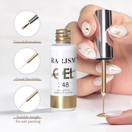 RARJSM Metallic Gel Liner Nail Art Polish Set - Mirror Chrome 3D Effect