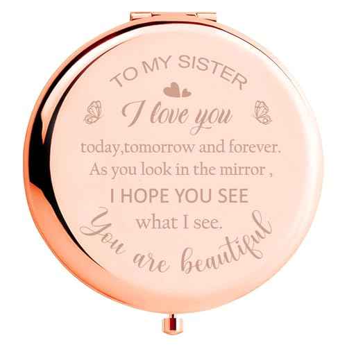 Sister Birthday Gifts Compact Mirror, Sisters Gifts from Sister, Birthday Gifts for Sister from Sister Brother Friend for Her