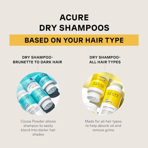 Acure Dry Shampoo - All Hair Types | 100% Vegan | Certified Organic | Rosemary & Peppermint - Absorbs Oil & Removes Impurities Without Water | 1.7 Oz