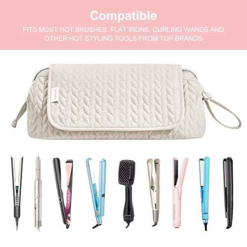 Hair Tools Travel Bag Karsyon Heat Resistant Mat Case Hot Tools Straightener, Curling Iron,Hair Dryers,Haircare Accessories Travel Essentials for Women 2 in 1 Organizer Bags(Beige)
