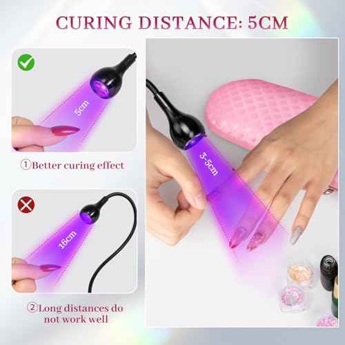 krofaue UV LED Nail Lamp - Quick Dryer Curing Light Foot Control Gooseneck UV Nail Dryers with Gooseneck and Clamp Manicure Salon DIY at Home Beauty Black