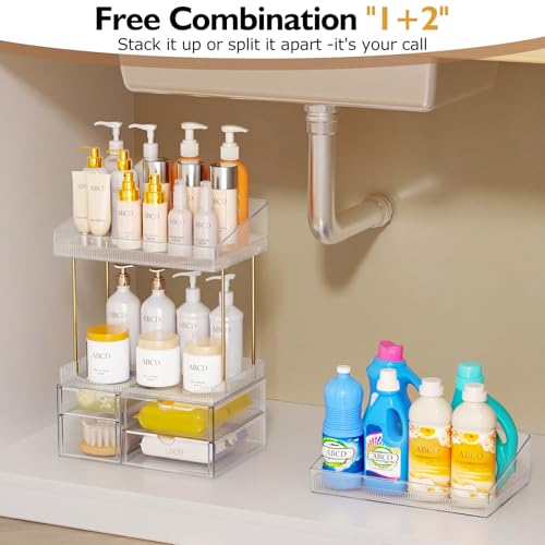 4-Tier Clear Makeup Organizer with 4 Drawers | Bathroom Storage