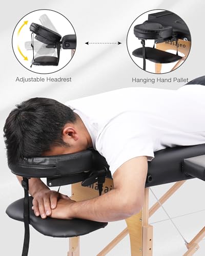 Portable Massage Table 500 LBS 2-Section Adjustable Height Spa