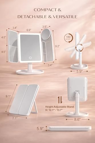 Lighted Makeup Vanity Mirror with 1X/2X/3X/10X Magnification