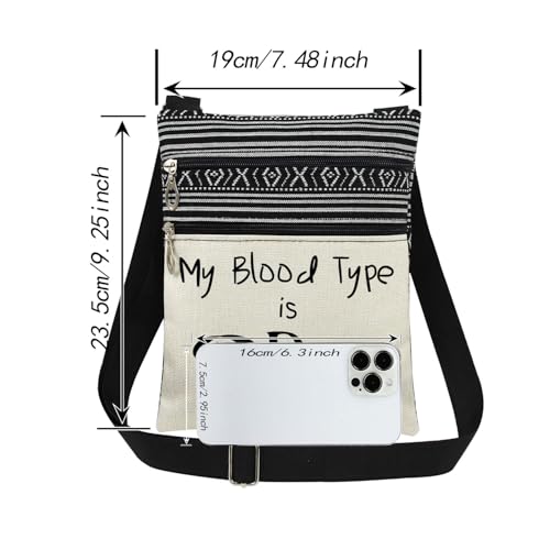 DR.P Letter Print Crossbody Bag with Adjustable Strap