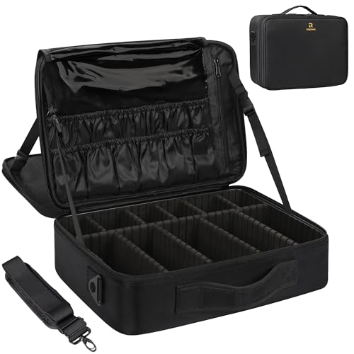 Large 3-Layer Makeup Case with 10 Dividers