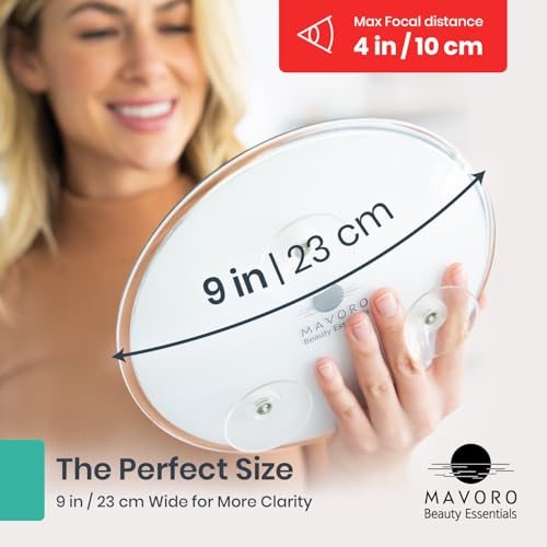 Mavoro 9" Travel Magnifying Mirror - 10X Suction Cup Makeup Mirror
