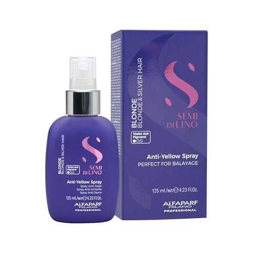 ALFAPARF MILANO Semi di Lino Blonde Anti-Yellow Spray for Blonde, Platinum and Silver Hair - Sulfate Free Lightening Spray - Removes Yellow, Brassy Tones - Detangles, Corrects Brassiness
