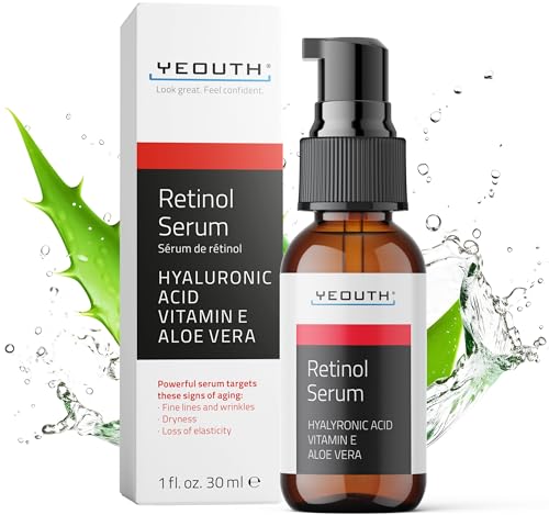 YEOUTH Retinol Serum for Face with Hyaluronic Acid, Face Serum for Women, Hydrating Serum, Retinol for Face, Resurfacing Retinol Serum Suitable for All Skin Types 1oz