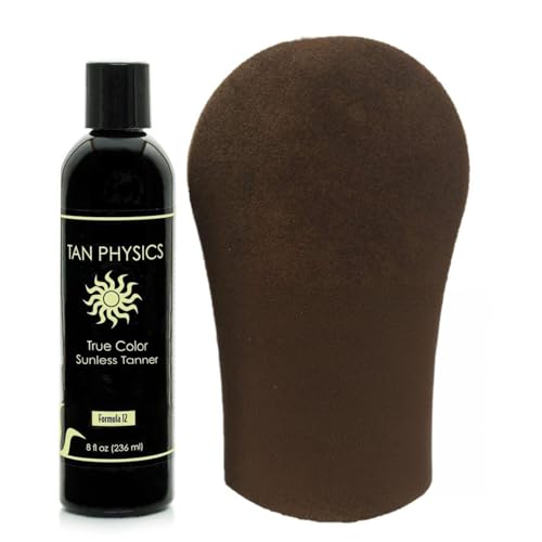 Tan Physics Sunless Tanner 8oz with Tanning Mitt ? Self Tanning Lotion ? Instant Tan Lotion for Face & Body ? Natural Self Tanner for a Streak-Free, Long-Lasting Glow