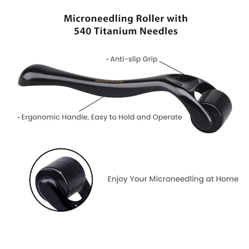 Titanium Derma Roller - 540 Needles Microneedling Tool for Home Use
