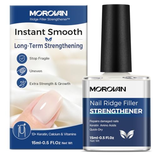 Morovan Nail Strengthener with Keratin - Milky White Ridge Filler