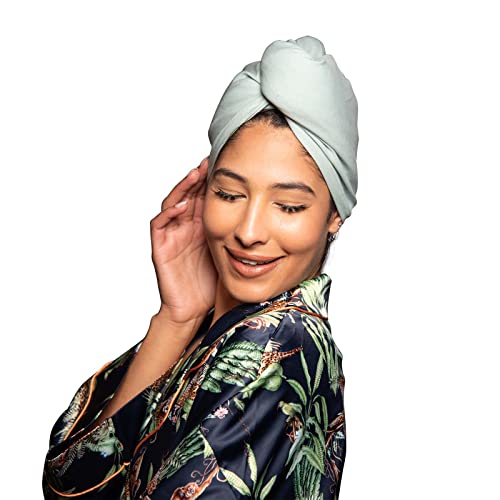 KISMETICS Hair Plopping Towel - Cotton Blend Moisture Wrap - Sage