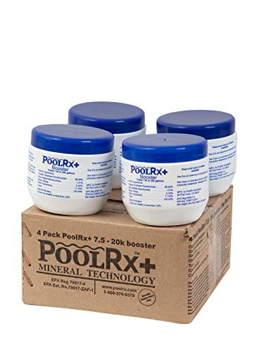 PoolRX+ Pool Unit 7.5k-20k gallons (4-Pack) Bundle with PoolRx+ Booster Blue Swimming Pool Algaecide, 4 Pack