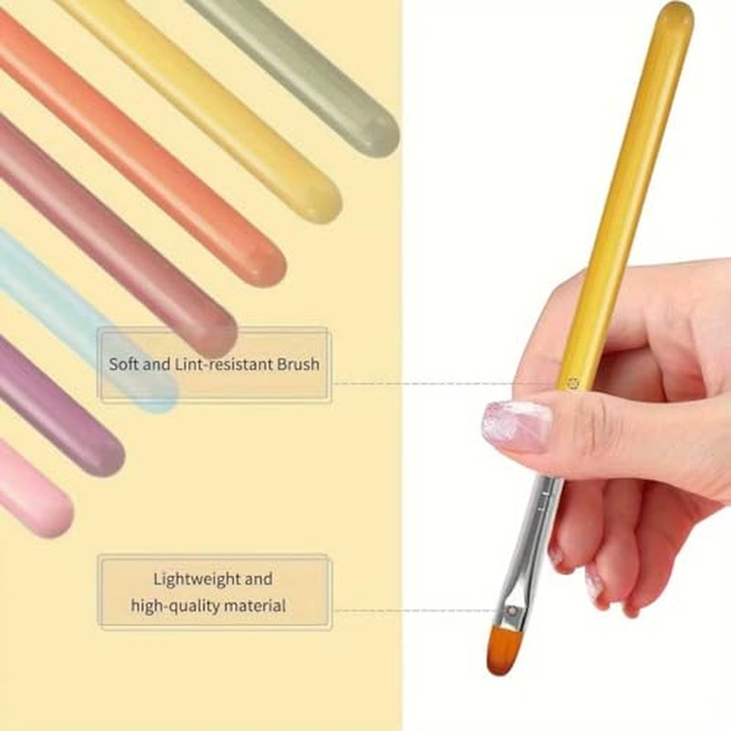 7Pc Gel Nail Brush Set, Oval Shaped for Builder & Sculpting