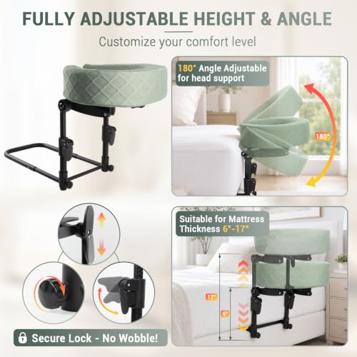 Massage Headrest for Bed - Adjustable Face Cradle (6-17" Mattress)