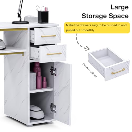 Oakvera Manicure Table with Dust Collector & Storage