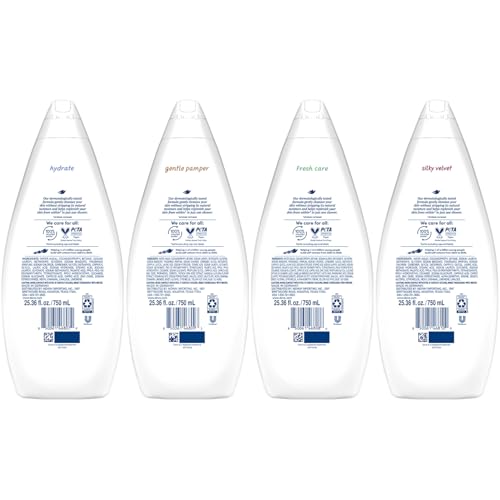Dove Body Wash Value-Size Variety 6-Pack ? Hydrate, Gentle Pamper, Fresh Care, and Silky Velvet, Family Pack, 25.36 Oz Each