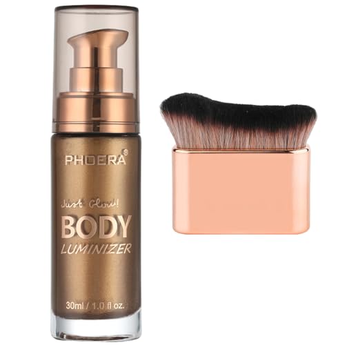 Shimmer Body Oil Bronzer Glow Highlighter with Brush