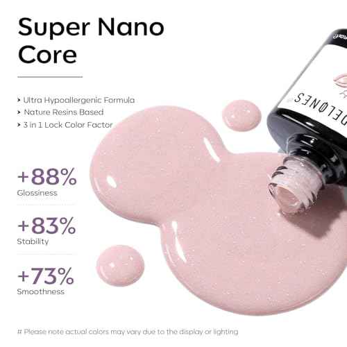 modelones Nude Gel Polish Glitter Glitter Gel Nail Polish Pink Shimmer Nail Polish Base Color Soak Off U V Soap Nails for Nail Art Manicure at Home 15ML