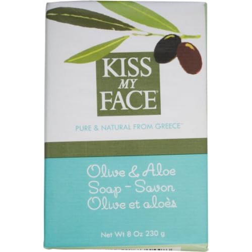 Kiss My Face Pure Olive Oil Soap with Aloe Vera, Moisturizing Bar Soap, 8 oz Bars, Olive & Aloe, 64 Ounce (Pack of 8)