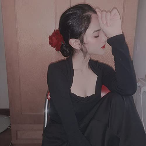 Rose Flower Hair Comb Bohemian Hairpin Wine Red