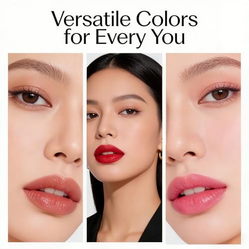 Dual Color Lip Gloss - Red & Pink, Tinted Jelly Lipgloss for Women, Long Wearing Lip Makeup Set, Valentine's Day Birthday Beauty Gifts