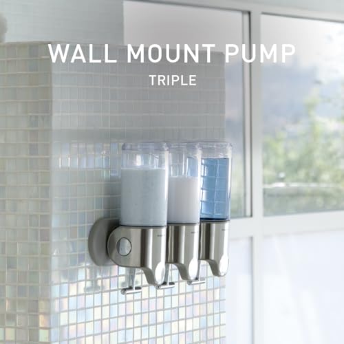 simplehuman Triple Wall Mount Shower Dispenser - 3 Pumps, Stainless Steel
