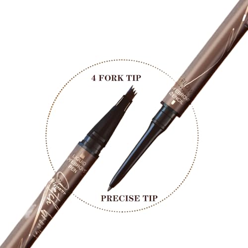 3 Packs 2-in-1 Dual-Ended Waterproof Eyebrow Pencil with 4-Fork-Tip Brow Pen and Precise Brow Pencil Create Natural Hair-Like Brows, with Dual-ended Eyebrow Brush (3# Dark Gray)