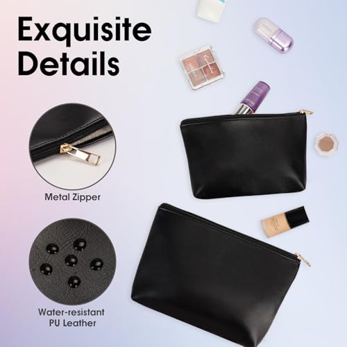 Wandering Nature Makeup Bag 2 Pack - Vegan Leather Cosmetic Pouch