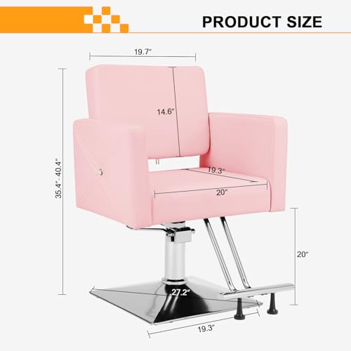 Barber Salon Chair with Hydraulic Lift, Pink Styling Chair