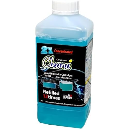 2X Concentrated Shaver Cleaning Solution Refill Compatible with Philips Norelco SmartClean & Quick Clean Pod Systems ? Makes Up to 12 Cartridge Refills, 1L (33.8 oz), Made in Japan