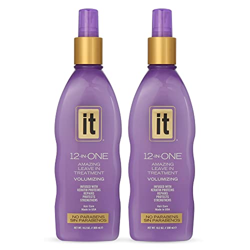 12-in-One Volumizing Amazing Leave-In Hair Treatment ? 2 Pack - Infused with Keratin, Avocado, and Whole Wheat to Strengthen and Add Volume - Conditioner Spray to Protect Dry and Damaged Hair ? IT 12-in-One