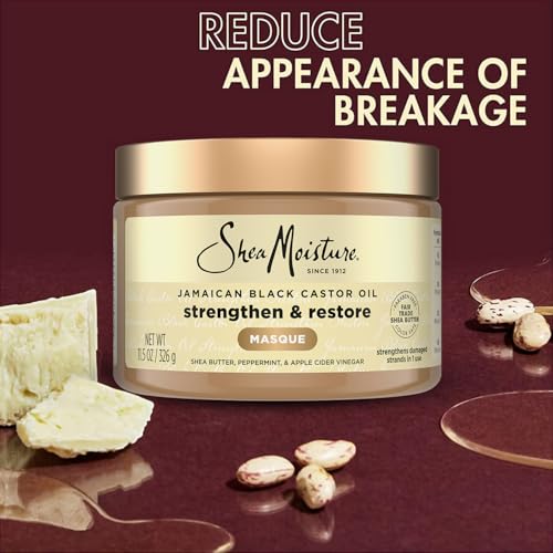 SheaMoisture Hair Mask 2-Pack ? Jamaican Black Castor Oil Strengthen & Restore Masque for Repairing Dry, Damaged Hair, 12 Oz Ea