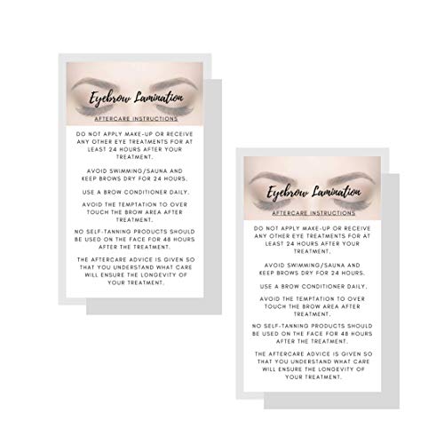 Eyebrow Lamination Aftercare Instruction Cards | 50 Printed