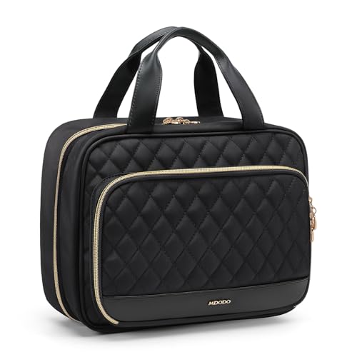 MDODO Black Hanging Toiletry Bag for Women Travel Organizer with 5 Compartments