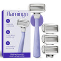 Flamingo Women's Razor Set with 4 Blade Refills & Shower Holder