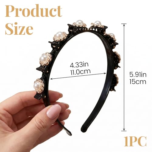 Pearl Headband with Clips - Double Layer Hair Styling Tool