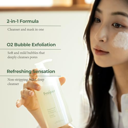 Fraijour Herb Wormwood O©ü Mask Pack ? Korean Oxygen Bubble Face Mask for Sensitive, Oily & Acne-Prone Skin, Exfoliating with AHA BHA, Tea Tree & Peppermint, Smooths & Refreshes, 10.1 fl.oz.