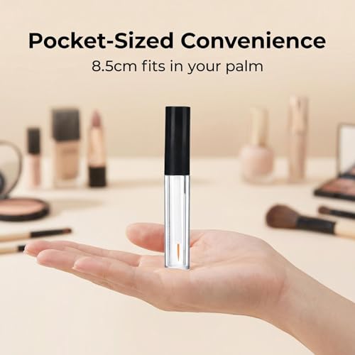 6PCS 2ML Empty Plastic Clear Eyeliner Packing Vial Bottle Jars Eyelash Extension Liquid Storage Holder Container Eyelashes Mascara Tube with Black Cap