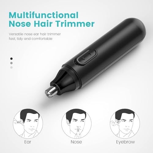 Ear and Nose Hair Trimmer for Men, 4 in 1 USB Rechargeable Professional Eyebrow and Facial Hair Trimmer with Waterproof Head Double-Edge Stainless Steel Blade