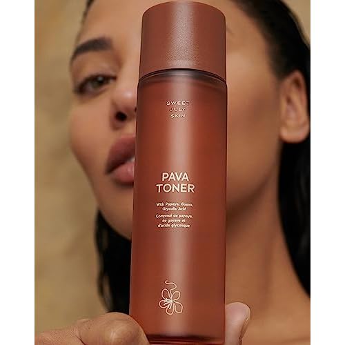 SWEET JULY Skin Pava Toner, Skin Resurfarcing, Hydrating, Daily Facial Toner All Skin Types, Glycolic Acid, Papaya & Guava Extracts, Vegan, Clean, 5.1 fl oz