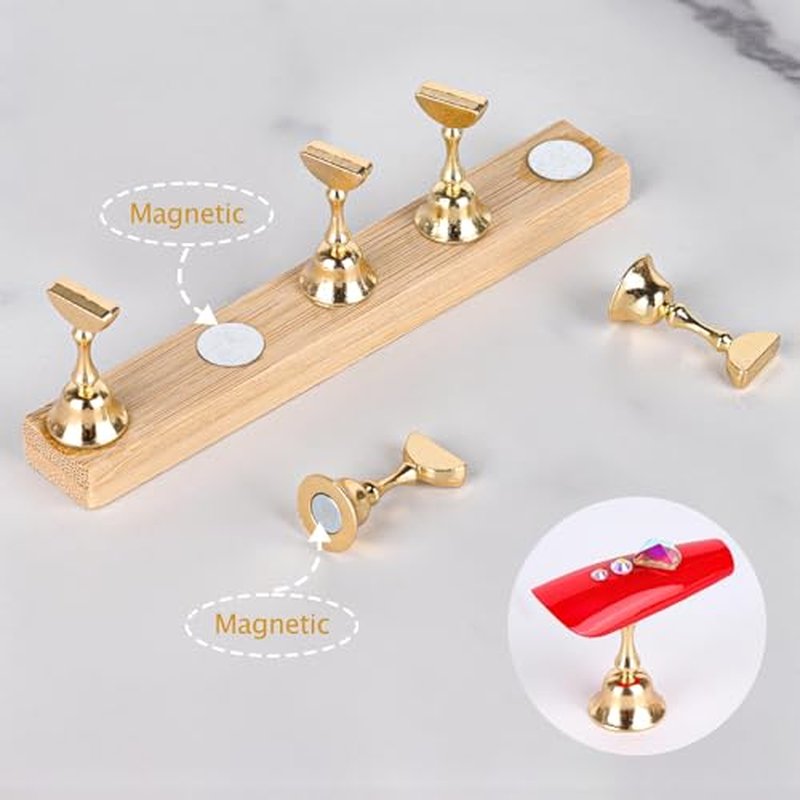 Magnetic Nail Stand for Press On Nails - 4 Sets Wood Display